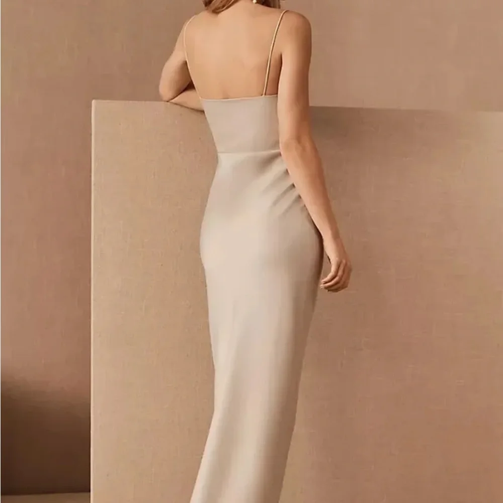 BHLDN Anthropologie Freya Satin Charmeuse Dress In Champagne - Picture 8 of 9